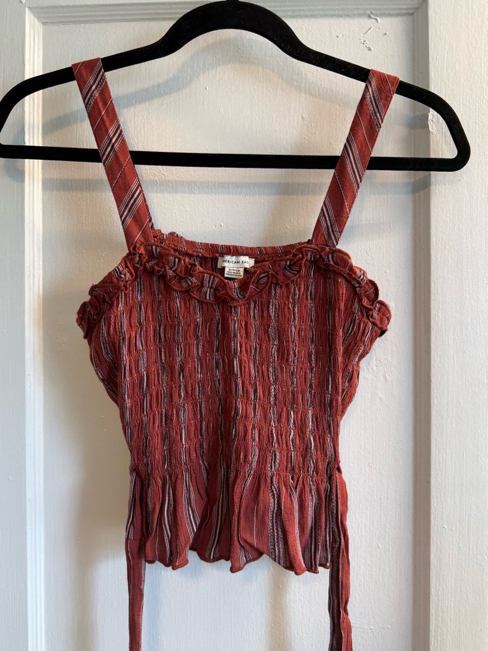 American Eagle Smocked Crop Tank Top